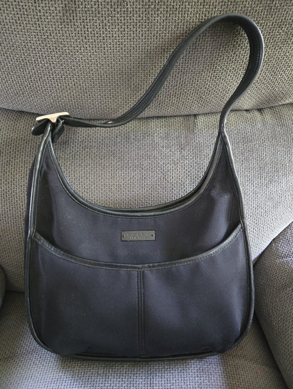Coach Vintage 6203 Ergo Black Neoprene Leather Trim Shoulder Hobo Bag